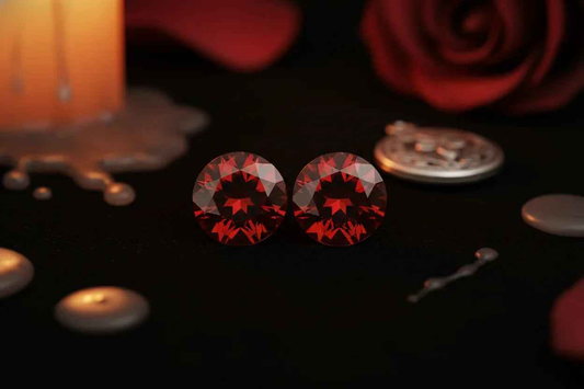 Natural Red Garnet Matched Pair 1.85ct | Round Brilliant Cut | January Birthstone Earring Stones | RichosRocks Australia - RichosRocks - Natural Red Garnet Matched Pair 1.85ct | Round Brilliant Cut | January Birthstone Earring Stones | RichosRocks Australia