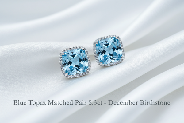 Natural Blue Topaz Matched Pair 5.3ct | Square Princess Cut | December Birthstone Earring Stones | RichosRocks Australia - RichosRocks - Natural Blue Topaz Matched Pair 5.3ct | Square Princess Cut | December Birthstone Earring Stones | RichosRocks Australia