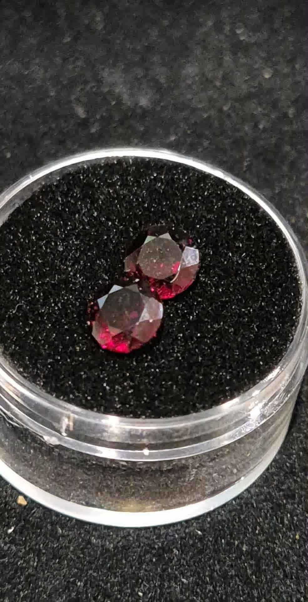 Natural Red Garnet Matched Pair 1.85ct | Round Brilliant Cut | January Birthstone Earring Stones | RichosRocks Australia - RichosRocks - Natural Red Garnet Matched Pair 1.85ct | Round Brilliant Cut | January Birthstone Earring Stones | RichosRocks Australia