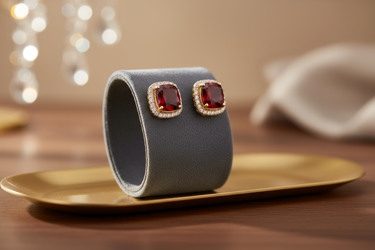 Natural Red Garnet Matched Pair 1.85ct | Round Brilliant Cut | January Birthstone Earring Stones | RichosRocks Australia - RichosRocks - Natural Red Garnet Matched Pair 1.85ct | Round Brilliant Cut | January Birthstone Earring Stones | RichosRocks Australia