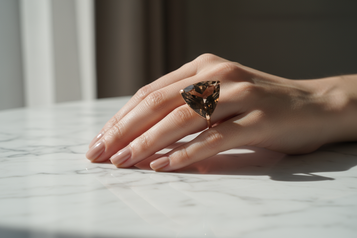 Natural Smokey Quartz Trillion Cut 6.55 Carat | Brown Gemstone | Modern Jewelry Stone | RichosRocks Australia - RichosRocks - Natural Smokey Quartz Trillion Cut 6.55 Carat | Brown Gemstone | Modern Jewelry Stone | RichosRocks Australia