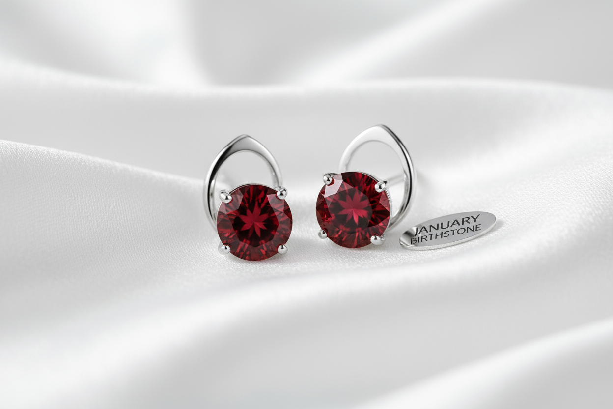 Natural Red Garnet Matched Pair 1.85ct | Round Brilliant Cut | January Birthstone Earring Stones | RichosRocks Australia - RichosRocks - Natural Red Garnet Matched Pair 1.85ct | Round Brilliant Cut | January Birthstone Earring Stones | RichosRocks Australia