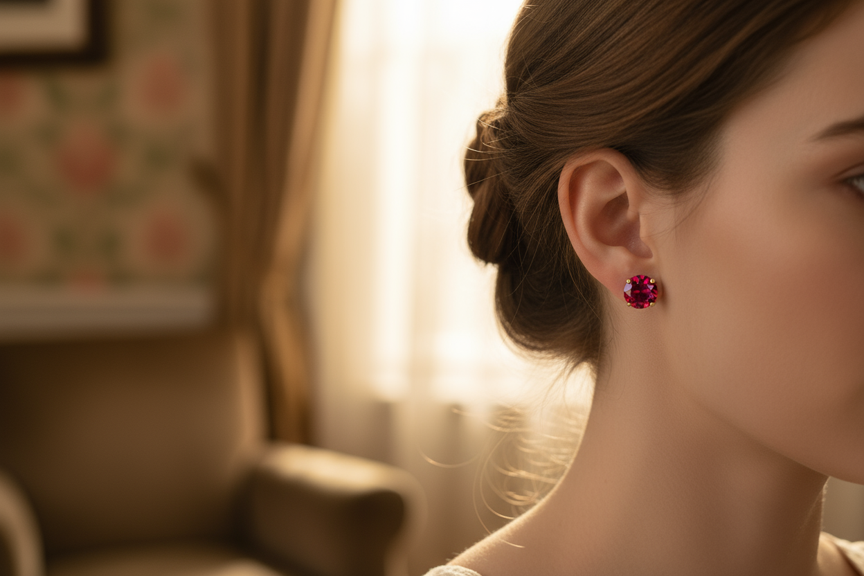 Natural Red Garnet Matched Pair 0.85ct | Round Brilliant Cut | January Birthstone Earring Stones | RichosRocks Australia - RichosRocks - Natural Red Garnet Matched Pair 0.85ct | Round Brilliant Cut | January Birthstone Earring Stones | RichosRocks Australia