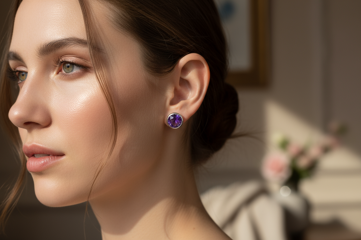 Natural Amethyst Matched Pair 2.5ct | Rare One-of-a-Kind Match | Round Cut Purple Earring Stones | February Birthstone Australia - RichosRocks - Natural Amethyst Matched Pair 2.5ct | Rare One-of-a-Kind Match | Round Cut Purple Earring Stones | February Birthstone Australia