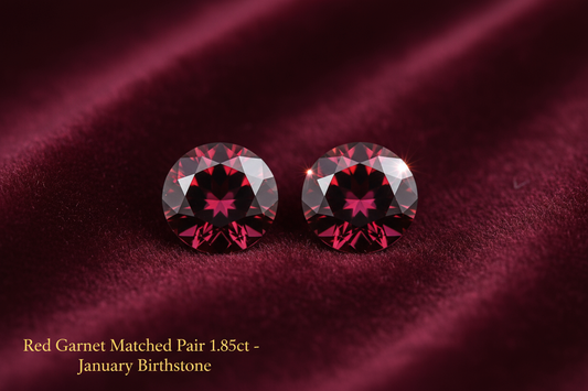 Natural Red Garnet Matched Pair 1.85ct | Round Brilliant Cut | January Birthstone Earring Stones | RichosRocks Australia - RichosRocks - Natural Red Garnet Matched Pair 1.85ct | Round Brilliant Cut | January Birthstone Earring Stones | RichosRocks Australia