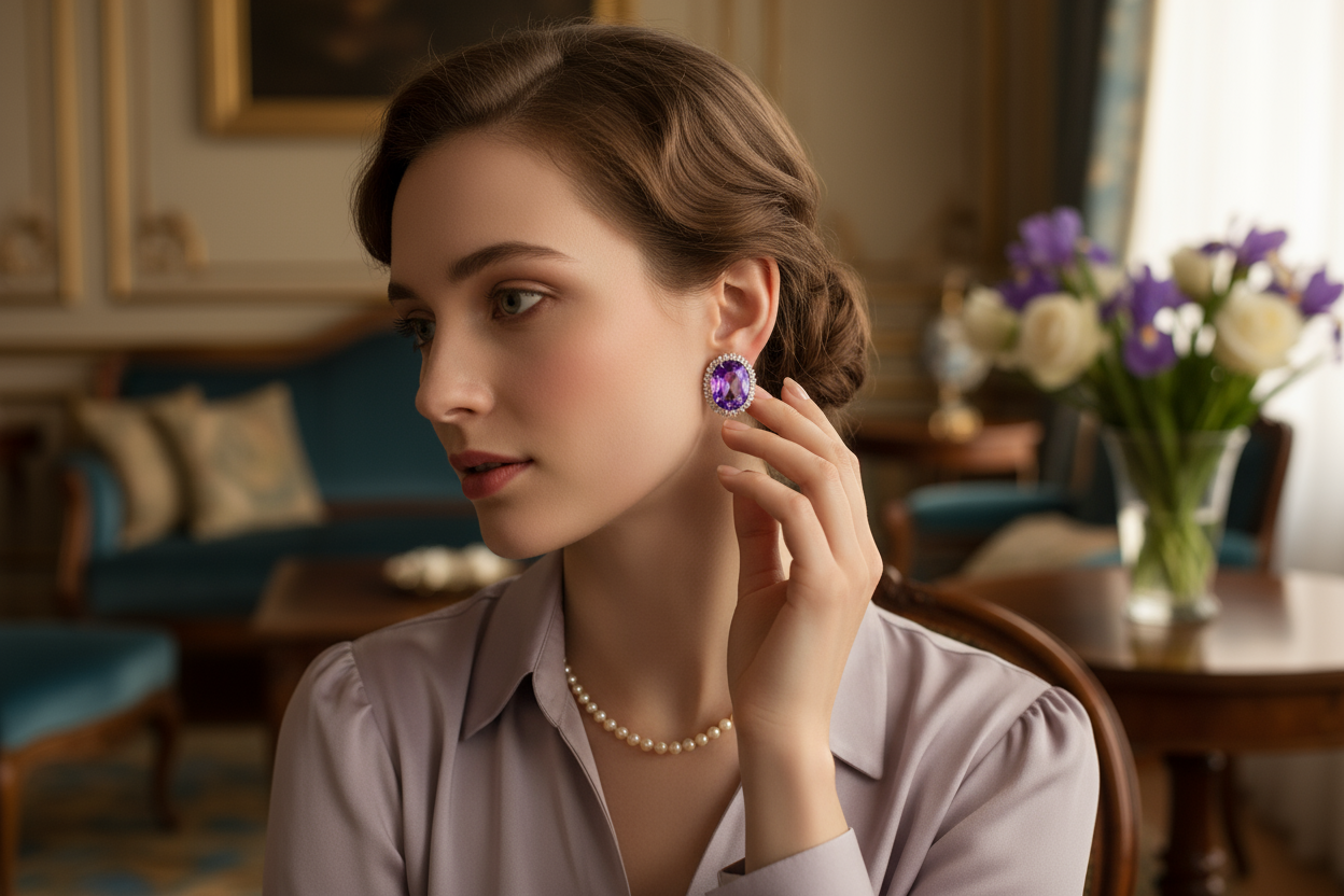 Natural Amethyst Matched Pair 2.5ct | Rare One-of-a-Kind Match | Round Cut Purple Earring Stones | February Birthstone Australia - RichosRocks - Natural Amethyst Matched Pair 2.5ct | Rare One-of-a-Kind Match | Round Cut Purple Earring Stones | February Birthstone Australia