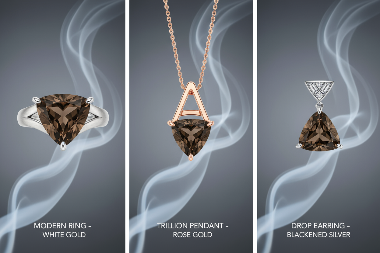 Natural Smokey Quartz Trillion Cut 6.55 Carat | Brown Gemstone | Modern Jewelry Stone | RichosRocks Australia - RichosRocks - Natural Smokey Quartz Trillion Cut 6.55 Carat | Brown Gemstone | Modern Jewelry Stone | RichosRocks Australia