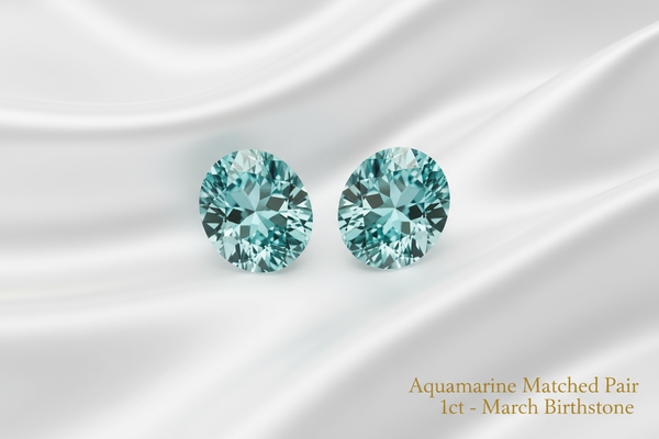 Natural aquamarine matched pair 1ct oval cut earring stones eye-clean A grade Anakie Australia gemstone dealer
