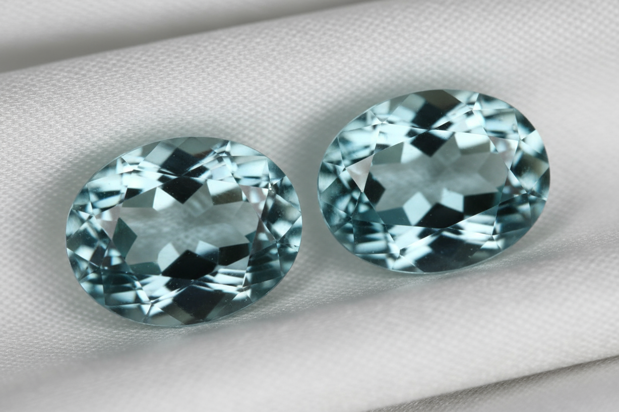 Natural Aquamarine Matched Pair 1ct | Oval Cut Earring Stones | March Birthstone | RichosRocks Australia - RichosRocks - Natural Aquamarine Matched Pair 1ct | Oval Cut Earring Stones | March Birthstone | RichosRocks Australia