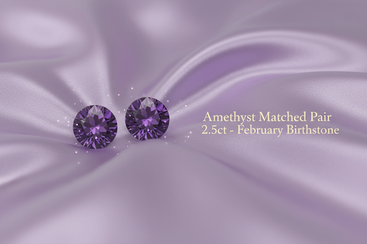 Natural Amethyst Matched Pair 2.5ct | Rare One-of-a-Kind Match | Round Cut Purple Earring Stones | February Birthstone Australia - RichosRocks - Natural Amethyst Matched Pair 2.5ct | Rare One-of-a-Kind Match | Round Cut Purple Earring Stones | February Birthstone Australia
