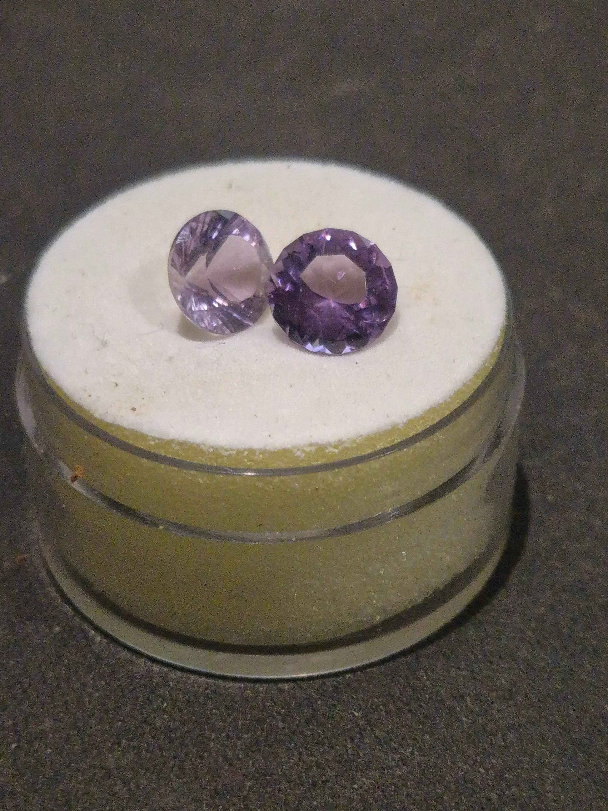Natural Amethyst Matched Pair 2.5ct | Rare One-of-a-Kind Match | Round Cut Purple Earring Stones | February Birthstone Australia - RichosRocks - Natural Amethyst Matched Pair 2.5ct | Rare One-of-a-Kind Match | Round Cut Purple Earring Stones | February Birthstone Australia