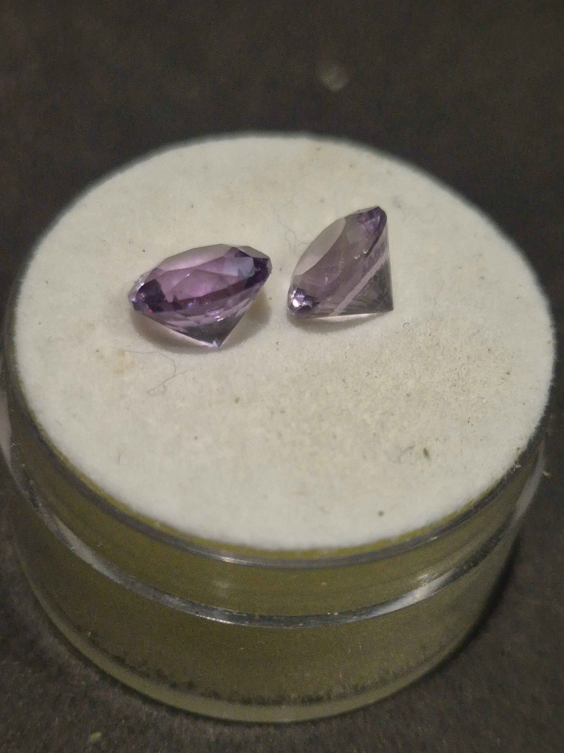 Natural Amethyst Matched Pair 2.5ct | Rare One-of-a-Kind Match | Round Cut Purple Earring Stones | February Birthstone Australia - RichosRocks - Natural Amethyst Matched Pair 2.5ct | Rare One-of-a-Kind Match | Round Cut Purple Earring Stones | February Birthstone Australia