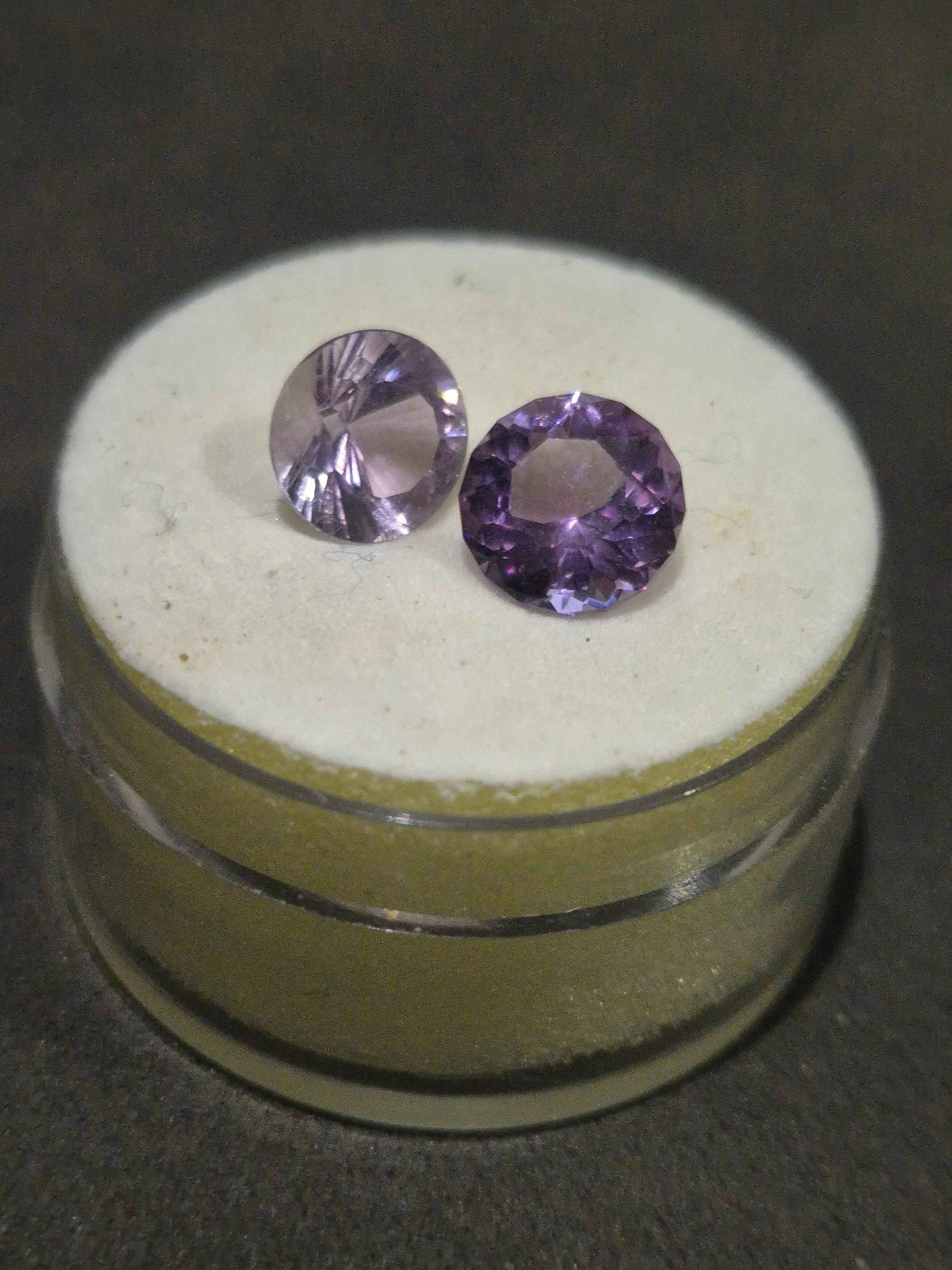 Natural Amethyst Matched Pair 2.5ct | Rare One-of-a-Kind Match | Round Cut Purple Earring Stones | February Birthstone Australia - RichosRocks - Natural Amethyst Matched Pair 2.5ct | Rare One-of-a-Kind Match | Round Cut Purple Earring Stones | February Birthstone Australia